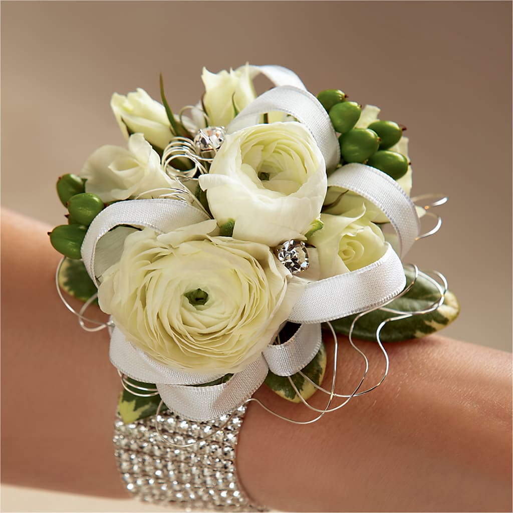 White Wedding Corsage – Jen-mor Florist Inc, Dover DE